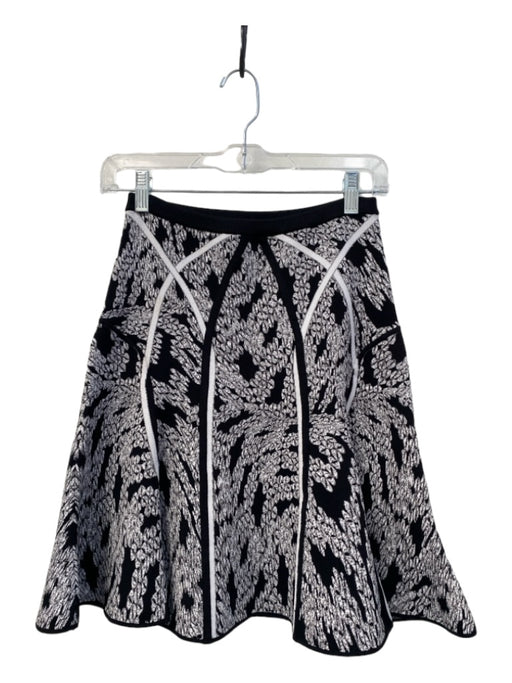 Diane Von Furstenberg Size P Black & White Rayon Graphic Elastic Waist Skirt Black & White / P