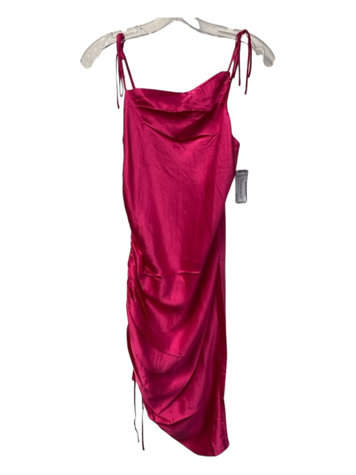 Cinq a Sept Size 2 Hot pink Silk Cowl Neck Side Tie Spaghetti Strap Midi Dress Hot pink / 2