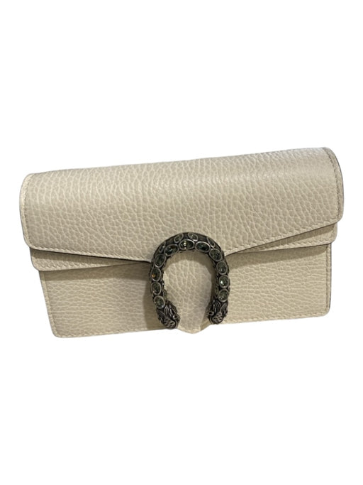 Gucci Beige Leather Pebbled Crystal Snake Detail Chain Strap Bag Beige / Mini