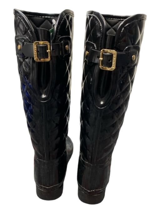 Hunter Shoe Size 6 Black Gold Hardware quilt embossed Round Toe Knee High Boots Black / 6