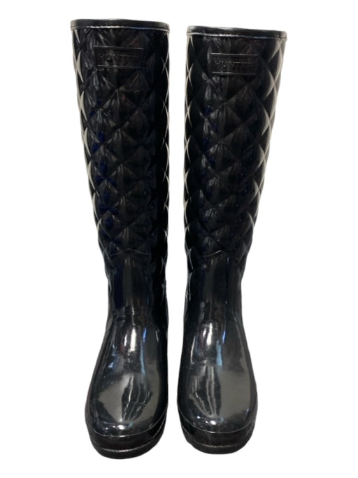 Hunter Shoe Size 6 Black Gold Hardware quilt embossed Round Toe Knee High Boots Black / 6