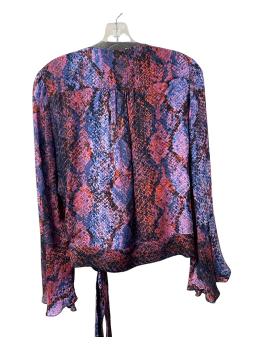 Parker Size XS Blue, Red & purple Silk Blend Long Bell Sleeve Reptile Print Top Blue, Red & purple / XS