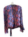 Parker Size XS Blue, Red & purple Silk Blend Long Bell Sleeve Reptile Print Top Blue, Red & purple / XS