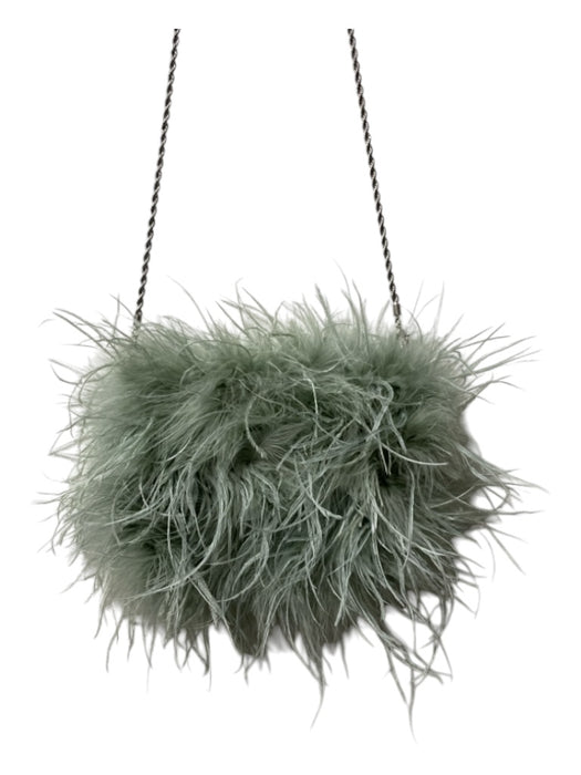 Loeffler Randall Mint Green Feather Silver Chain Inside Pocket Clutch Bag Mint Green / Small