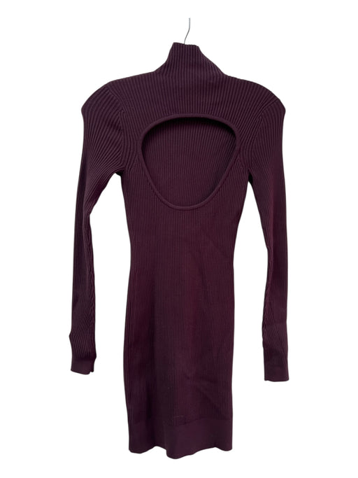 Ramy Brook Size XXS Plum Viscose Blend Ribbed High Neck Long Sleeve Dress Plum / XXS