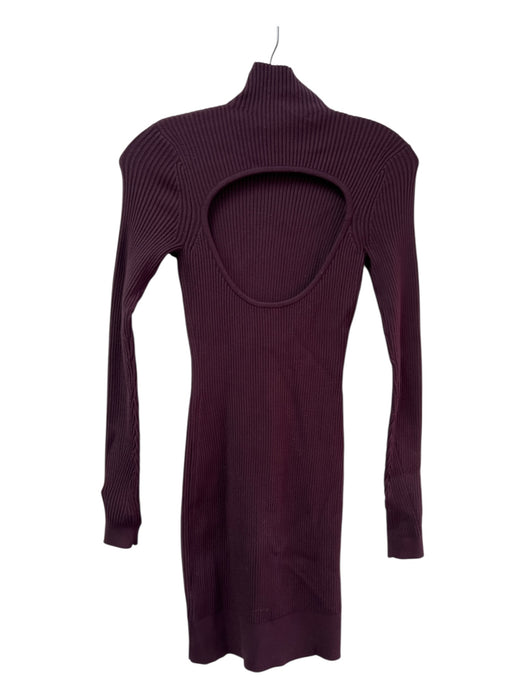 Ramy Brook Size XXS Plum Viscose Blend Ribbed High Neck Long Sleeve Dress Plum / XXS