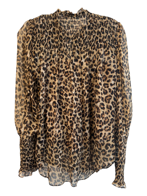 Veronica Beard Size 0 Brown Silk Animal Print Attached Cami Long Sleeve Top Brown / 0