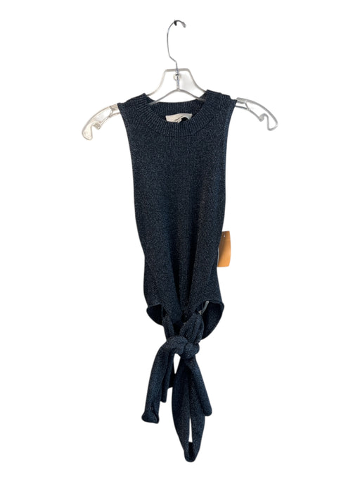 3.1 Phillip Lim Size XS Navy Polyester Blend Sleeveless Round Neck Metallic Top Navy / XS