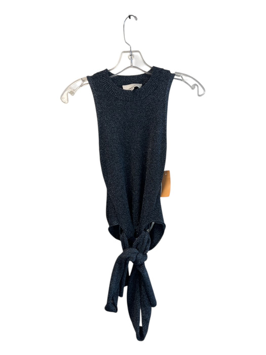 3.1 Phillip Lim Size XS Navy Polyester Blend Sleeveless Round Neck Metallic Top Navy / XS