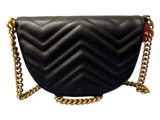 Gucci Black Leather Chevron Quilting Matelasse Bronze Hardware Bag Black / Mini