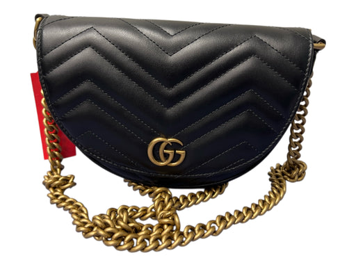 Gucci Black Leather Chevron Quilting Matelasse Bronze Hardware Bag Black / Mini