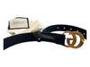 Gucci Black Leather Bronze Hardware GG  logo Thin Strap Marmont Belts Black / 75/30
