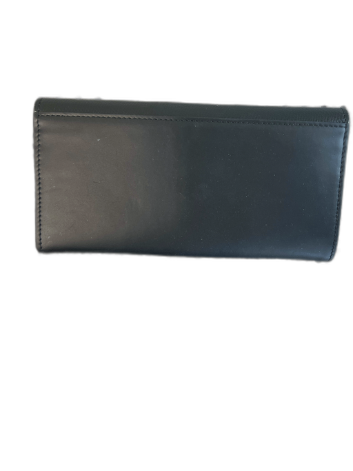 Fendi Black Leather Logo Gold Hardware Card holder Interior Zip Wallets Black