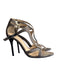 Brian Atwood Shoe Size 6 Grey & Black Leather Shimmer Ankle Strap Open Toe Shoes Grey & Black / 6