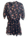Misa Size XS Black & Multi Polyester Tie V Neck Gathered 3/4 Sleeves Dress Black & Multi / XS