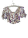 Love Shack Fancy Size XS Cream & Purple Cotton Off Shoulder Gauze Cropped Top Cream & Purple / XS