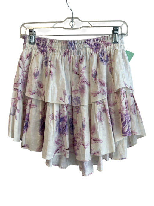 Love Shack Fancy Size S Cream & Purple Cotton Gauze Elastic Waist Gauze Skirt Cream & Purple / S