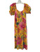 Farm Rio Size XS Yellow & Pink Viscose Short Sleeve Floral Print Dress Yellow & Pink / XS
