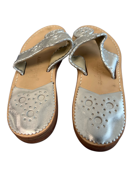 Jack Rogers Shoe Size est 6 Silver & Brown Manmade Material Thong Strap Shoes Silver & Brown / est 6