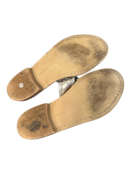 Jack Rogers Shoe Size est 6 Silver & Brown Manmade Material Thong Strap Shoes Silver & Brown / est 6