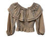 Ramy Brook Size XXS Beige Polyester Balloon Sleeve solid color Elastic Neck Top Beige / XXS