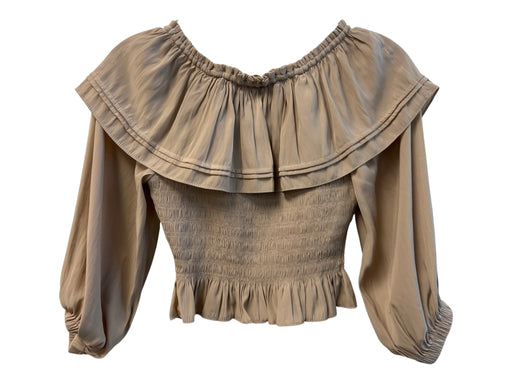 Ramy Brook Size XXS Beige Polyester Balloon Sleeve solid color Elastic Neck Top Beige / XXS
