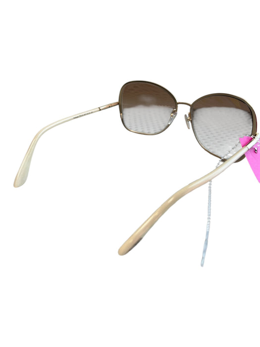 Tom Ford White Gradient Lens Gold Frame Oversized Sunglasses White