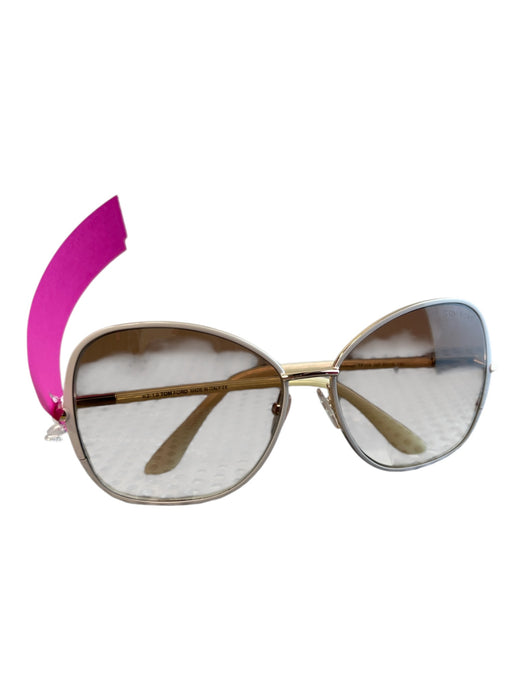 Tom Ford White Gradient Lens Gold Frame Oversized Sunglasses White
