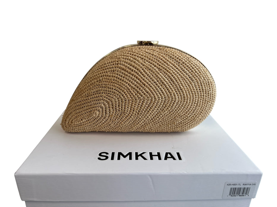 Simkhai Light Tan Raffia goldtone hardware Removable Chain Seashells Bag Light Tan / Small