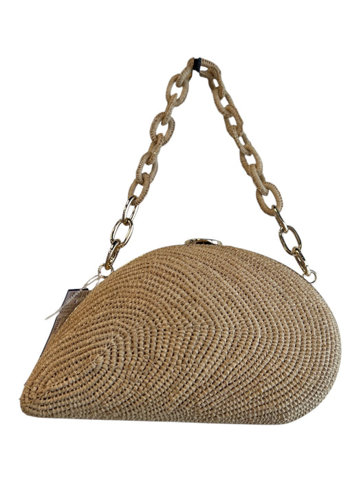 Simkhai Light Tan Raffia goldtone hardware Removable Chain Seashells Bag Light Tan / Small