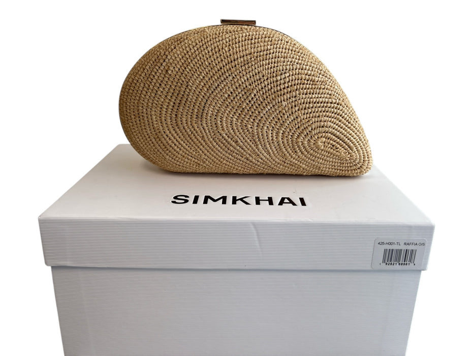 Simkhai Light Tan Raffia goldtone hardware Removable Chain Seashells Bag Light Tan / Small