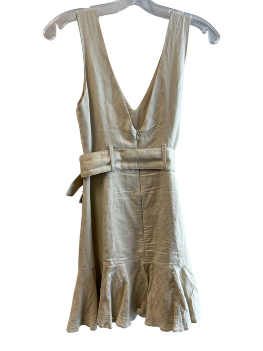 En Saison Size XS Khaki Linen & Cotton Sleeveless Belt Back Zip Dress Khaki / XS