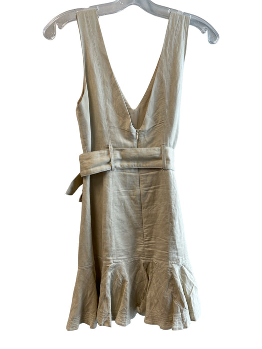 En Saison Size XS Khaki Linen & Cotton Sleeveless Belt Back Zip Dress Khaki / XS