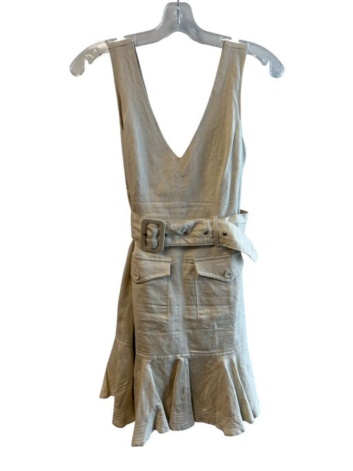 En Saison Size XS Khaki Linen & Cotton Sleeveless Belt Back Zip Dress Khaki / XS