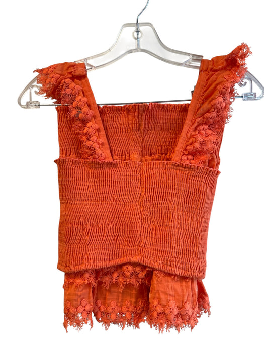 Peixoto Size XS Orange Cotton Stretch Sleeveless Mini Tiered Skirt Set Orange / XS