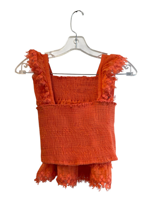 Peixoto Size XS Orange Cotton Stretch Sleeveless Mini Tiered Skirt Set Orange / XS