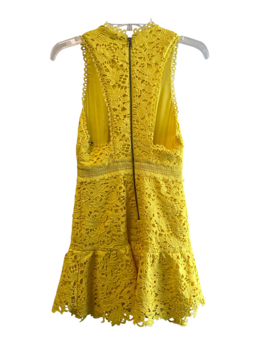 Alice & Olivia Size 0 Yellow Polyester V Neck Back Zip Sleeveless Overlay Dress Yellow / 0