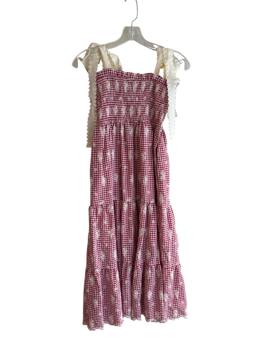 Jacquie The Label Size XS Red & White Polyester Gingham Embroidered Design Dress Red & White / XS