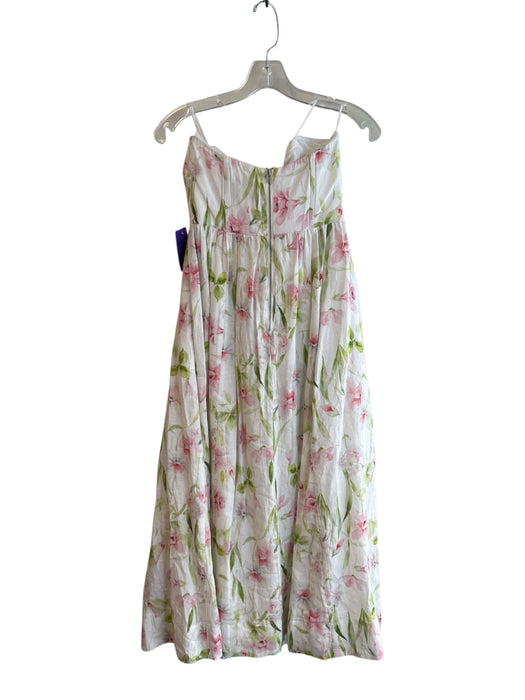 Bardot Size S Cream multi Cotton Strapless Boned Back Zip Floral Dress Cream multi / S
