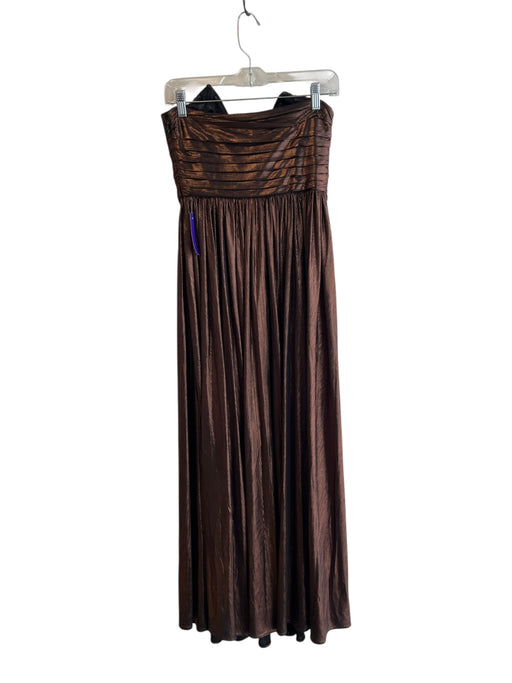 Retrofete Size S Brown No Fabric Tag Metallic V Neck Strapless Pleated Dress Brown / S