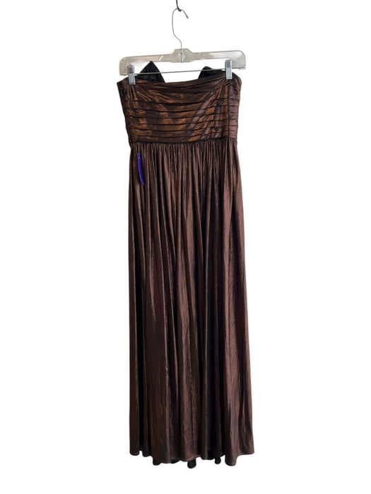 Retrofete Size S Brown No Fabric Tag Metallic V Neck Strapless Pleated Dress Brown / S