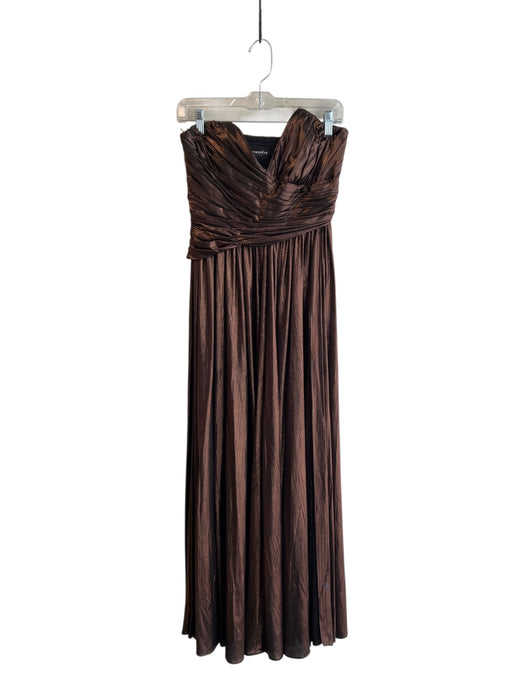 Retrofete Size S Brown No Fabric Tag Metallic V Neck Strapless Pleated Dress Brown / S