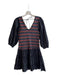 Love The Label Size XS Black & Multi Cotton V Neck Short Puff Sleeve Dress Black & Multi / XS