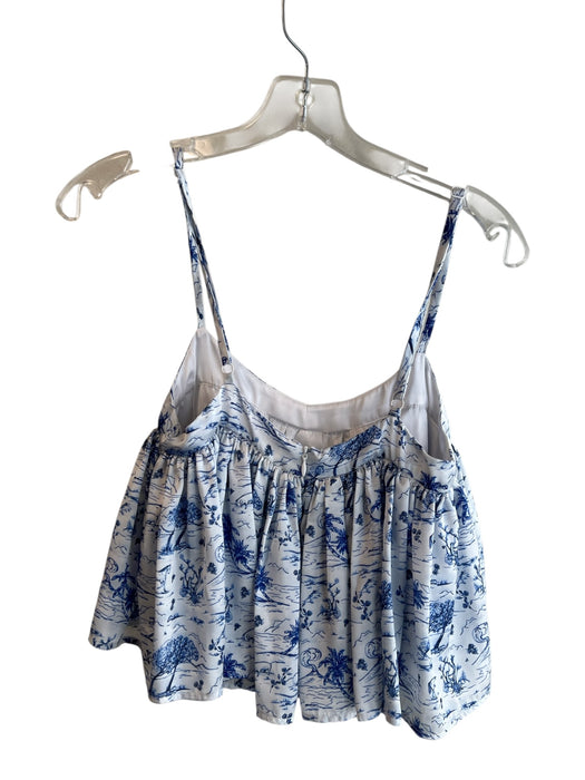 Koch Size XS White & Blue Polyester Spaghetti Strap Cropped Babydoll Top White & Blue / XS