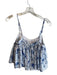 Koch Size XS White & Blue Polyester Spaghetti Strap Cropped Babydoll Top White & Blue / XS