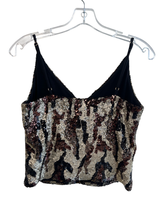 Le Superbe Size XS Beige Polyester Sequin Spaghetti Strap Animal Print Top Beige / XS