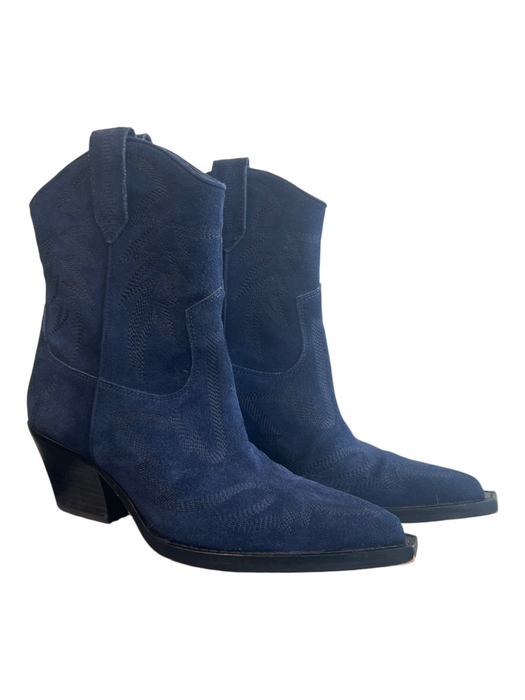 Dolce Vita Shoe Size 6 Navy Suede Cowboy Pointed Toe Ankle Height Booties Navy / 6