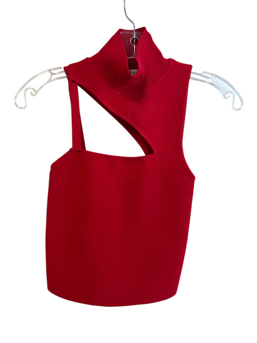 Alice & Olivia Size XS Red Viscose Blend Cut Out Detail High Neck Sleeveless Top Red / XS