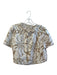Anne Klein Size Est Small Cream Cotton Blend Short Sleeve High Neck Floral Top Cream / Est Small