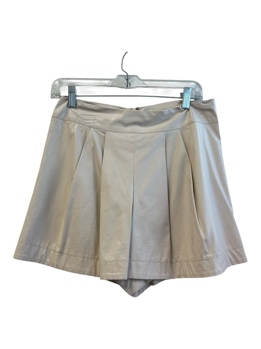 Karlie Size Large Beige Cotton Blend Pleather Back Zip Pleated High Rise Shorts Beige / Large